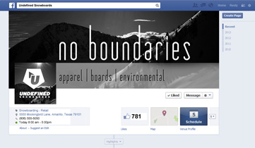 Undefined Snowboards Facebook Page Design