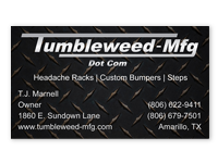 Tumbleweed Mfg Business Card Design (front)